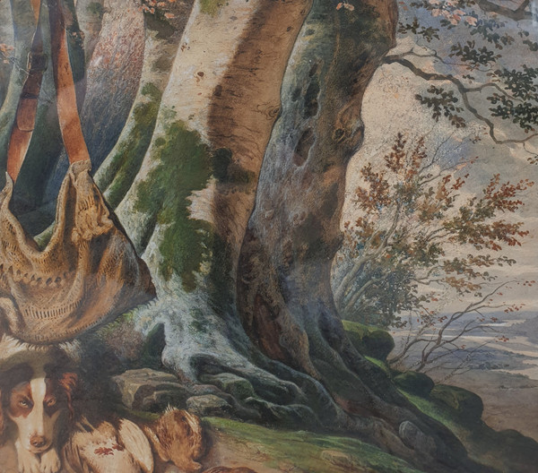 A. GUILLAUME (active in the 1830s) - Landscape and game