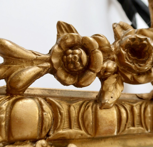 Gilded wood mirror with glazing beads, Louis XIV style, Napoleon III period - 19th century