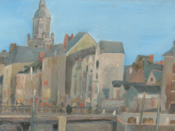 Port du Croisic huile sur isorel signée Georges Demoulin Scène de port 