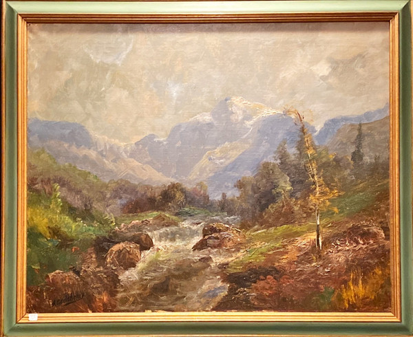 Gemälde, Berglandschaft signiert A Godchaux