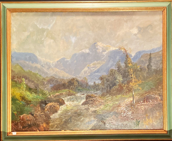 Gemälde, Berglandschaft signiert A Godchaux