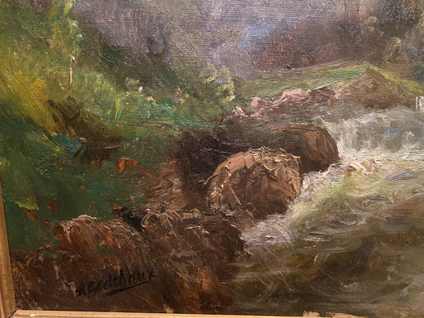 Gemälde, Berglandschaft signiert A Godchaux