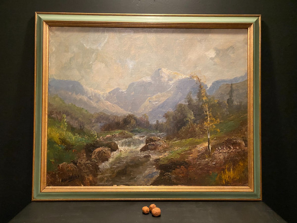 Gemälde, Berglandschaft signiert A Godchaux