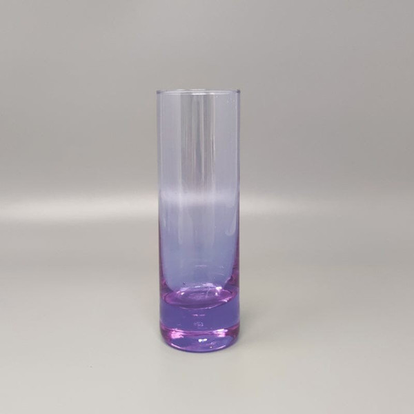 1970 Beautiful crystal ice bucket with 4 glasses by Ivat. Made in Italy