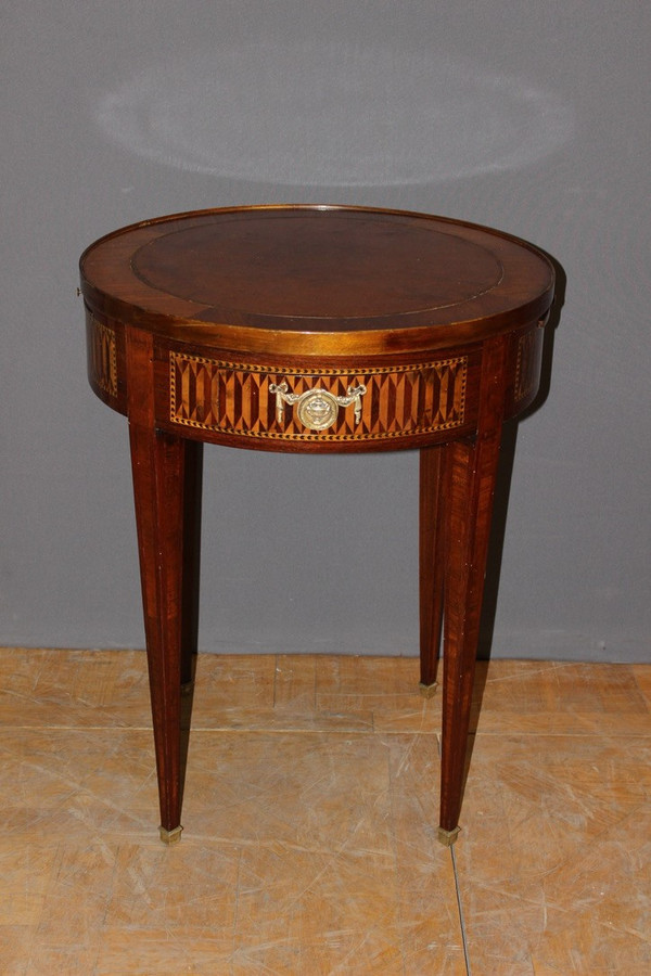 Table Bouillotte De Style Louis XVI En Marqueterie Vers 1900