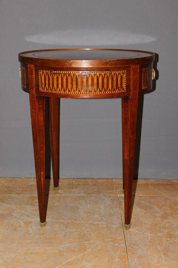 Table Bouillotte De Style Louis XVI En Marqueterie Vers 1900