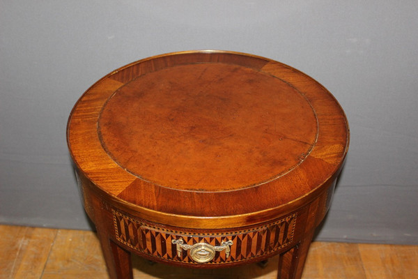 Table Bouillotte De Style Louis XVI En Marqueterie Vers 1900