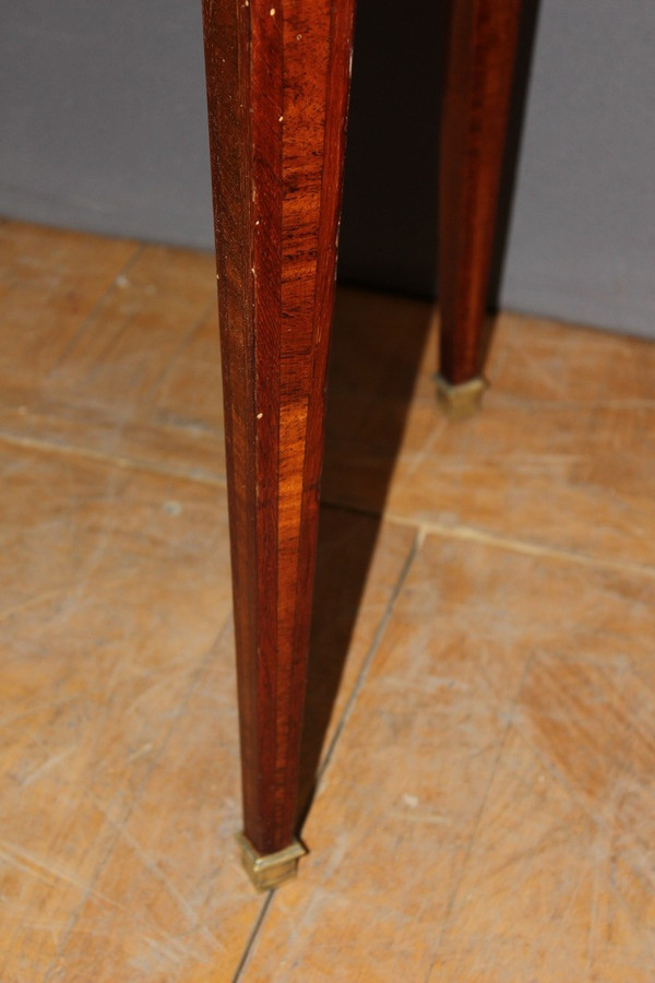 Table Bouillotte De Style Louis XVI En Marqueterie Vers 1900