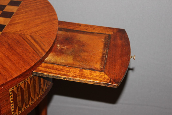 Table Bouillotte De Style Louis XVI En Marqueterie Vers 1900