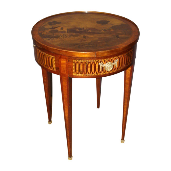 Louis XVI Style Hot Water Bottle Table In Marquetry Around 1900