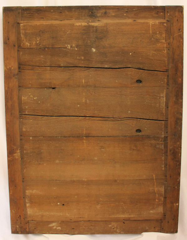 Miroir Ancien Rectangle, Décor De Fleurs, Feuille d'Or Et Patine, Glace Mercure 84 X 111 Cm