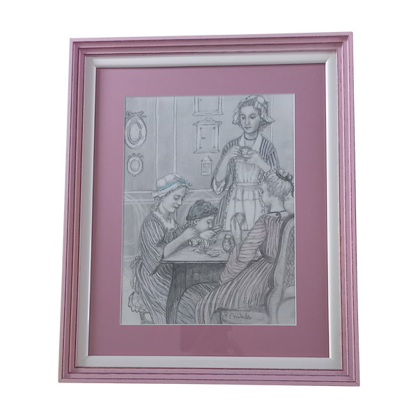 Graphite drawing after Albert Anker