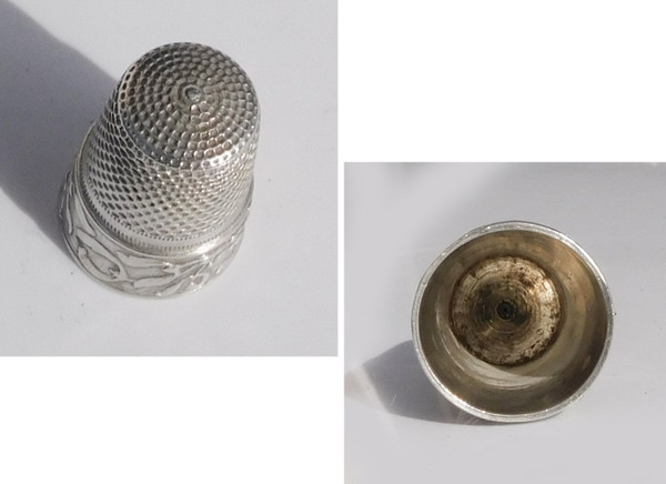 Nécessaire De Couture Ancien En Argent Massif Art Nouveau Gui 