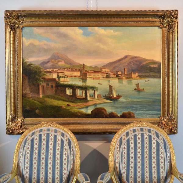 Peintre Védutiste Italien Du XIXe Siècle, Vue De Riva Del Garda