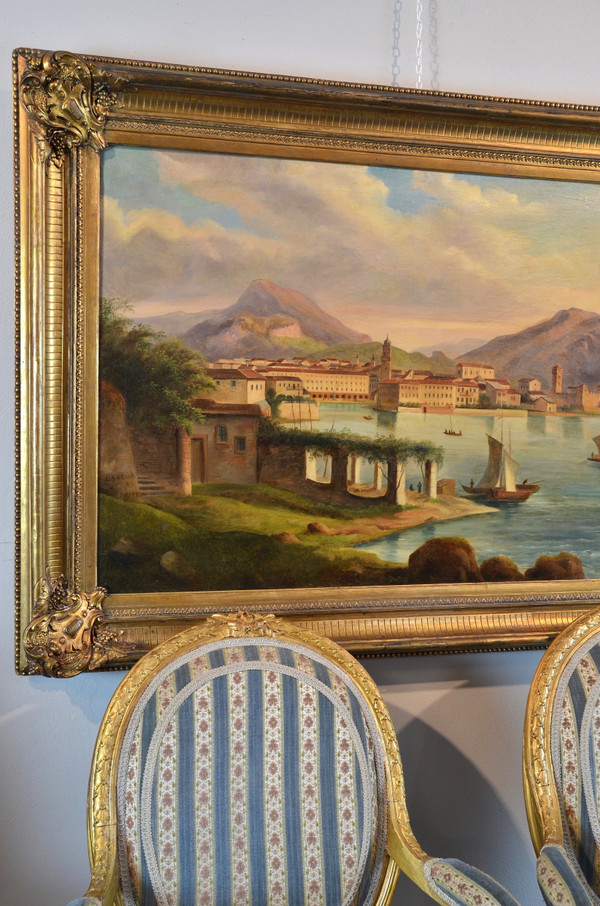 Peintre Védutiste Italien Du XIXe Siècle, Vue De Riva Del Garda
