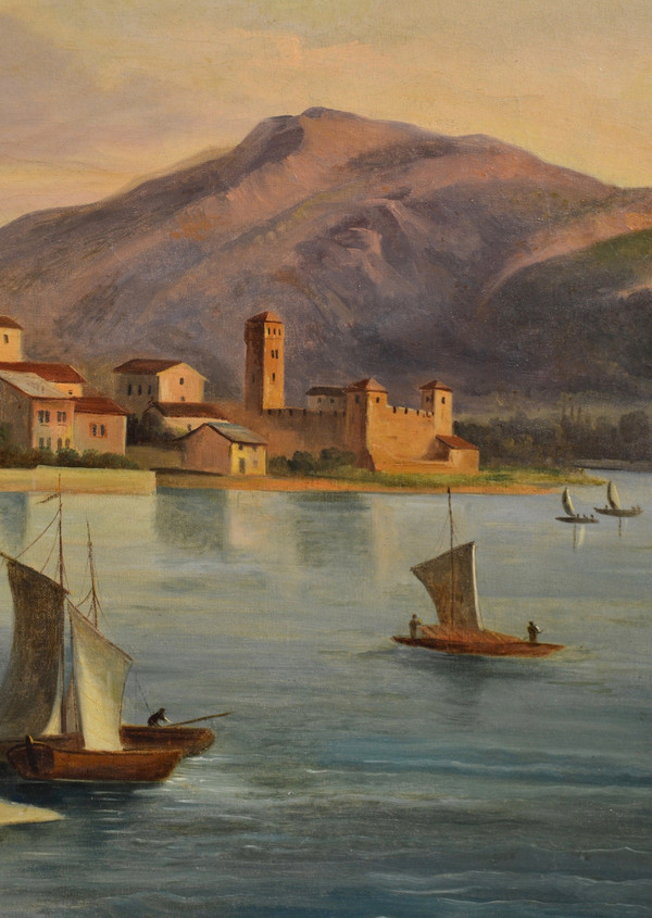 Peintre Védutiste Italien Du XIXe Siècle, Vue De Riva Del Garda