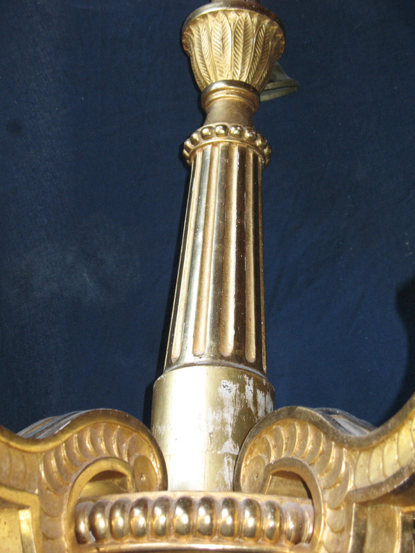 Empire style chandelier in gilded wood with 6 arms of light, early 19th century