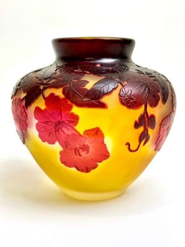 Emile Gallé Art Nouveau Vase “Red Bignones”