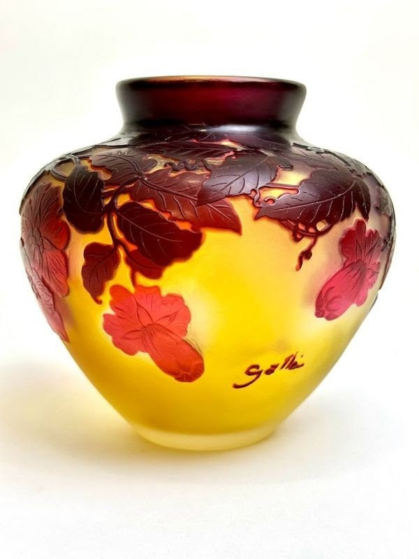 Emile Gallé Art Nouveau Vase “Red Bignones”