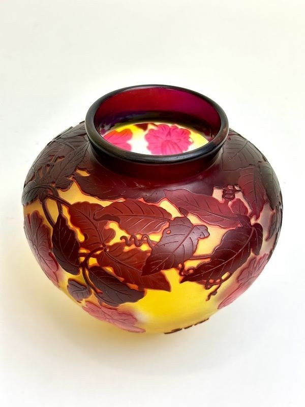 Emile Gallé Art Nouveau Vase “Red Bignones”