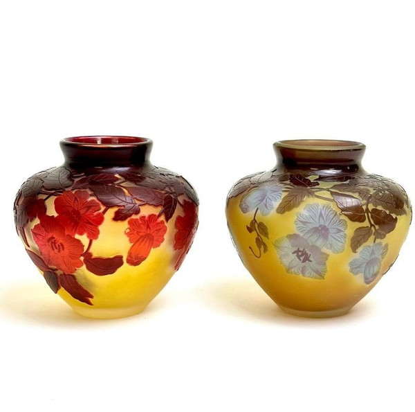Emile Gallé Art Nouveau Vase “Red Bignones”