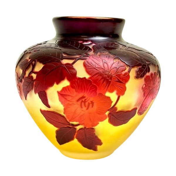 Emile Gallé Art Nouveau Vase “Red Bignones”