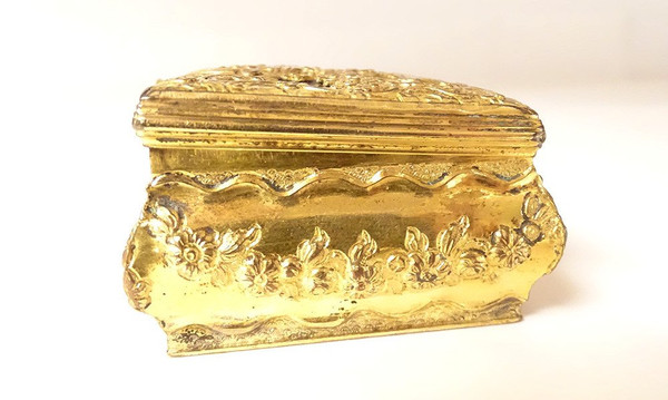 Petite Boîte Pomponne Agate Guirlandes Fleurs Coquille Fin XVIIIème XIXème