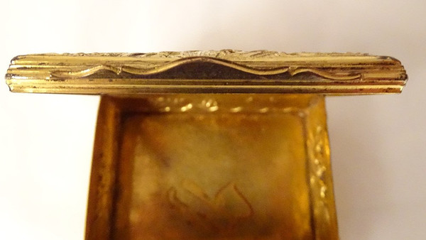 Petite Boîte Pomponne Agate Guirlandes Fleurs Coquille Fin XVIIIème XIXème