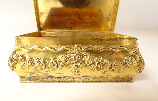 Petite Boîte Pomponne Agate Guirlandes Fleurs Coquille Fin XVIIIème XIXème