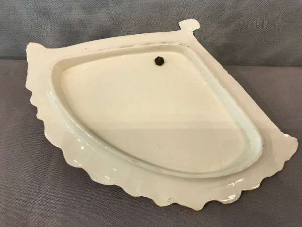 bellissimo oggetto in ceramica e bronzo fiorito della fine del XIX secolo