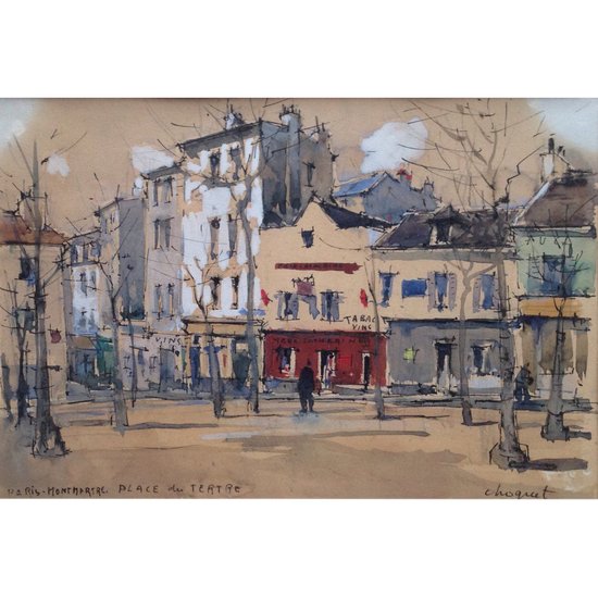 Paris, Place Du Tertre Par Jules Charles Choquet (1846-1932)