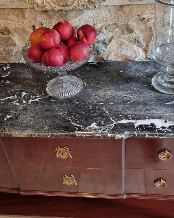 Cassapanca in stile Luigi XVI, in mogano, timbrata dalla Maison Mailfert