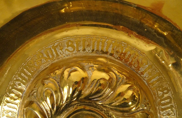 Offering Dish Gothic Brass Rosette Nuremberg Germany 17th Century