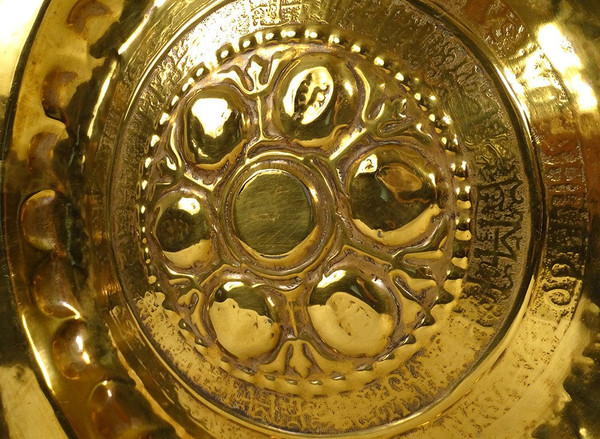 Plat de Quête à Offrandes Laiton Gothique Allemagne Nuremberg XVIè Siècle