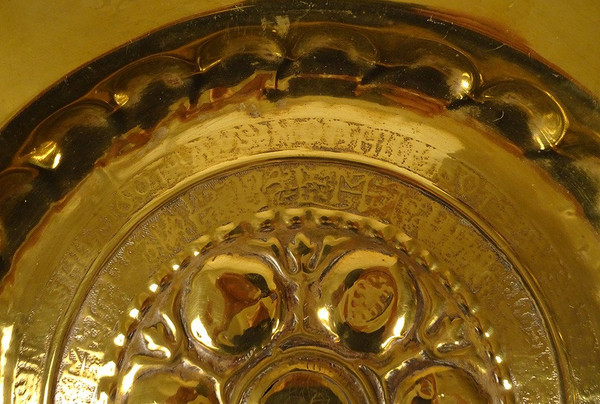 Plat de Quête à Offrandes Laiton Gothique Allemagne Nuremberg XVIè Siècle