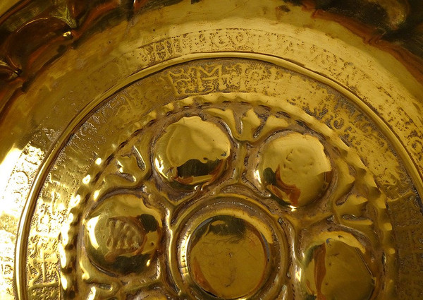 Plat de Quête à Offrandes Laiton Gothique Allemagne Nuremberg XVIè Siècle
