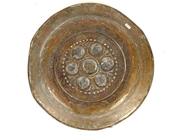 Plat de Quête à Offrandes Laiton Gothique Allemagne Nuremberg XVIè Siècle