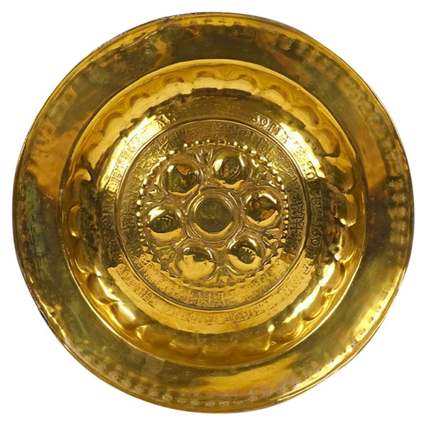 Plat de Quête à Offrandes Laiton Gothique Allemagne Nuremberg XVIè Siècle