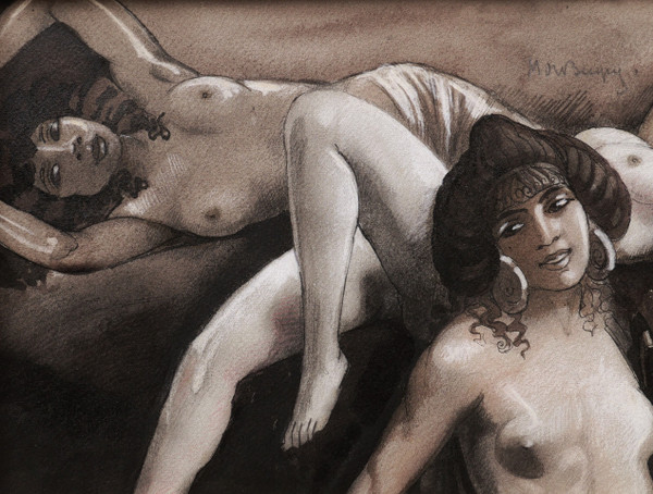 Maurice JAUBERT de BECQUE, Three Oriental nudes (illustration project for Sonnica the Courtesan)