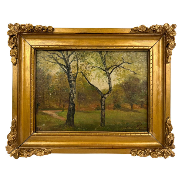 Oil on panel "Lyon, the Tête d'Or park"