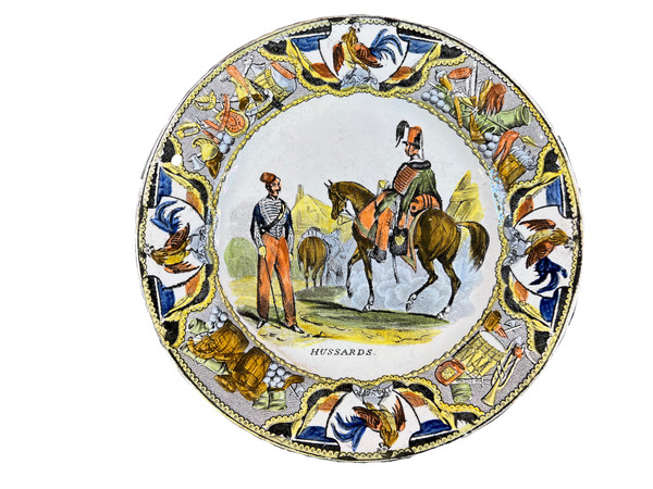 Plates militaria collection Creil Montereau national guard hussar Napoleon