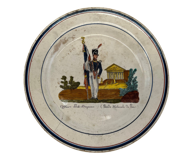 6 assiettes militaire Napoleon garde Nationale Creil Montereau 19eme rare