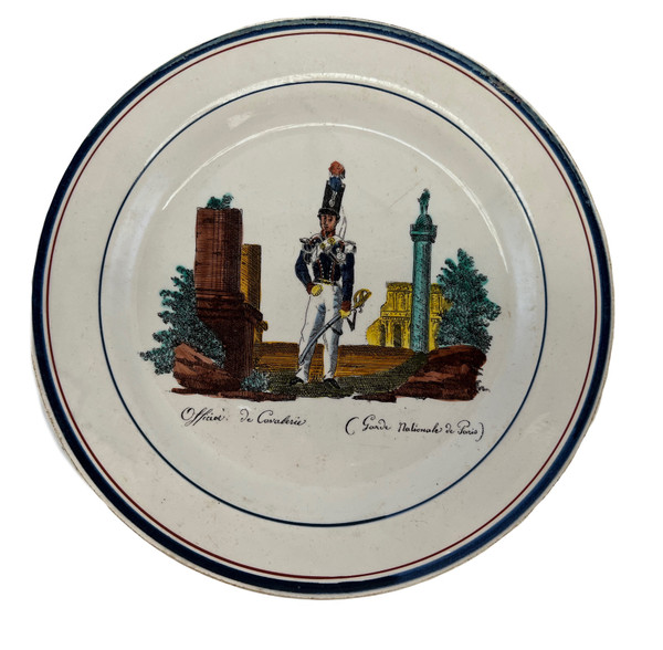 6 assiettes militaire Napoleon garde Nationale Creil Montereau 19eme rare