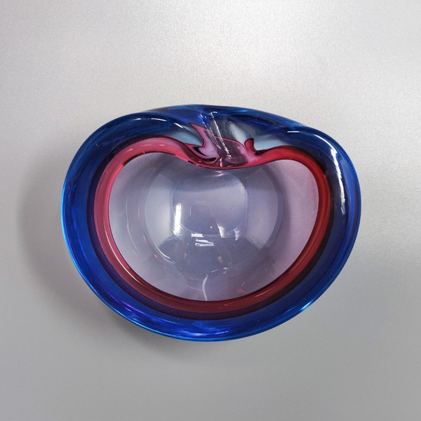 1960 Amazing Blue and Pink Ashtray/Empty Pocket By Flavio Poli for Seguso