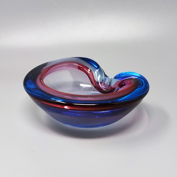1960 Amazing Blue and Pink Ashtray/Empty Pocket By Flavio Poli for Seguso