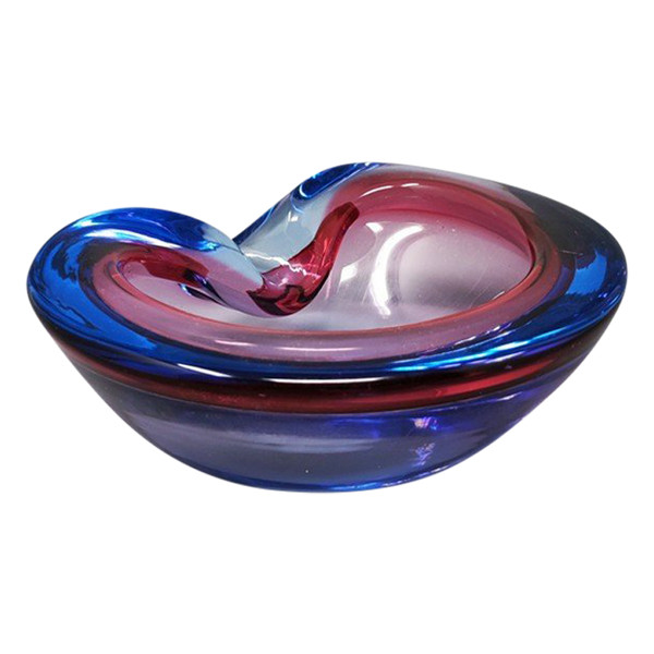 1960 Amazing Blue and Pink Ashtray/Empty Pocket By Flavio Poli for Seguso