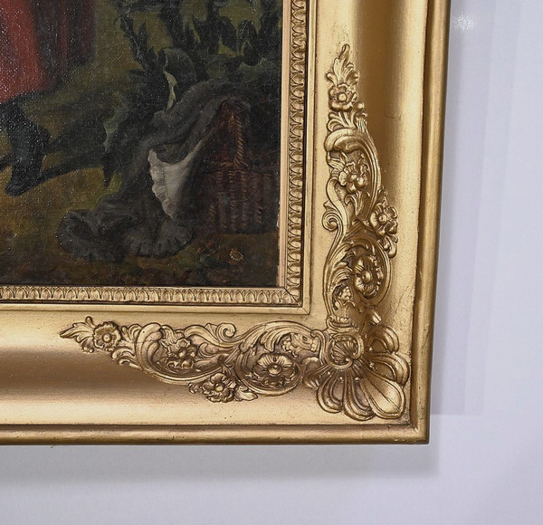 Oil painting, “The Shepherdess”, 19th century school – 2nd part 19th century