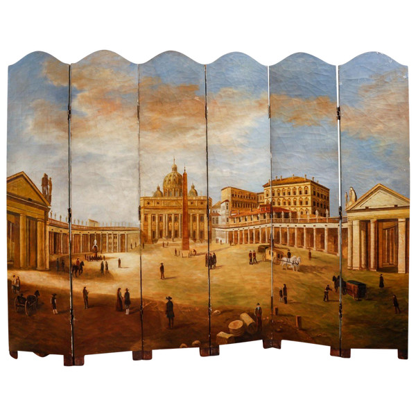 Important Screen Representing Saint Peter's Square In Rome