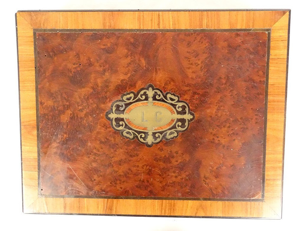 Gift Box Game Box Marquetry Magnifying Glass Amboyna Rose Wood Napoleon III Tokens
