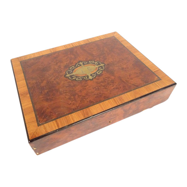 Gift Box Game Box Marquetry Magnifying Glass Amboyna Rose Wood Napoleon III Tokens